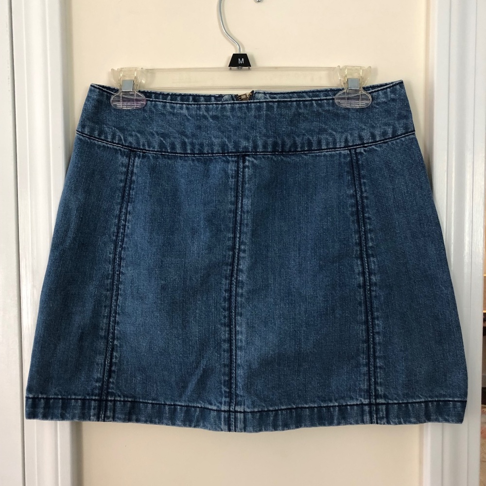 Free People Back Zip Denim Skirt